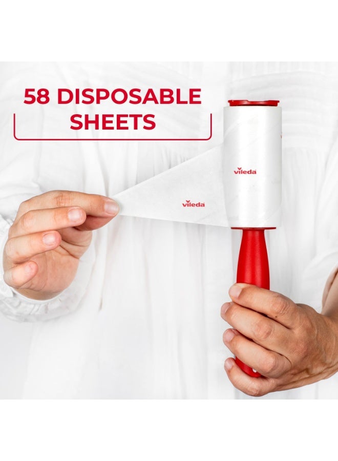 Vileda Pet Pro Lint Roller Gentle On Fabrics Sticky Adhesive 58 Sheets - Image 2